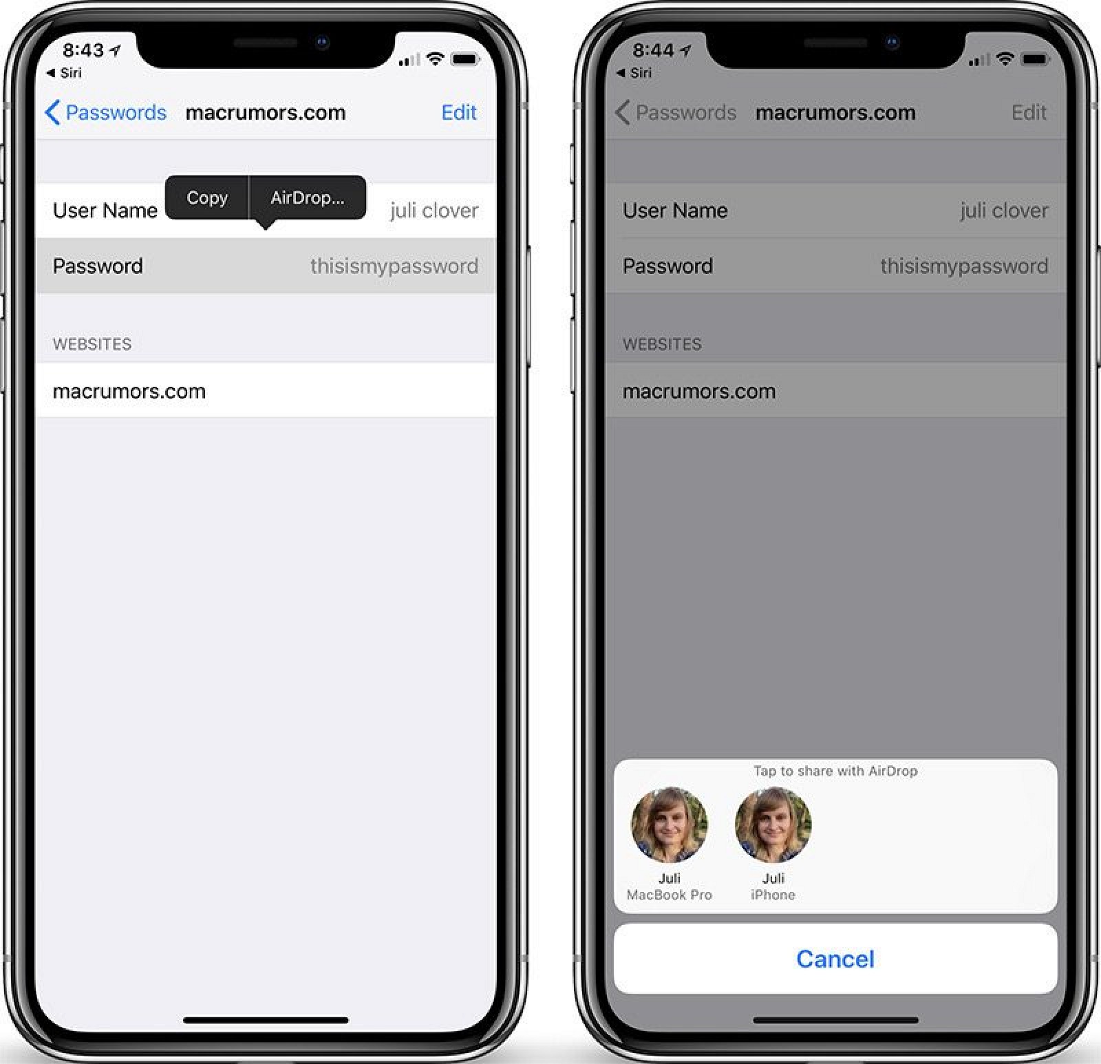 iOS 12  Sharing passwords with nearby iOS devices
