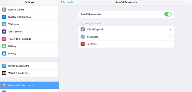 Autofill passwords in websites and apps
